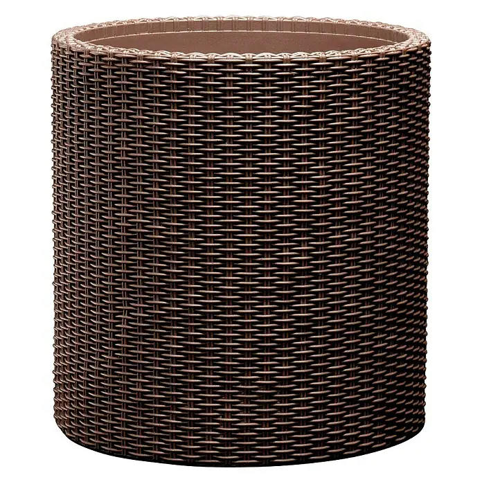 Keter Maceta para planta Samui - Dimensiones externas (Ø x Al): 36 x 37,3 cm, Plástico, Marrón - Jardinera redonda de mimbre marrón. Macetero decorativo para plantas de interior y exterior. Diseño elegante para jardín y patio.