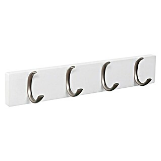 Nesu Barra para percheros 9105 (L x An x Al: 40 x 7 x 5,6 cm, Número de ganchos: 4 ud., Blanco/Acero inoxidable)