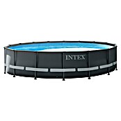 Intex Set bazen s priborom Frame Pool (Ø x V: 488 x 122 cm, 19.156 l, Tamnosivo)