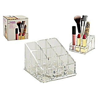 Organizador cuadrado 9 huecos (L x An x Al: 9 x 6,5 x 9 cm, Transparente, Plástico)