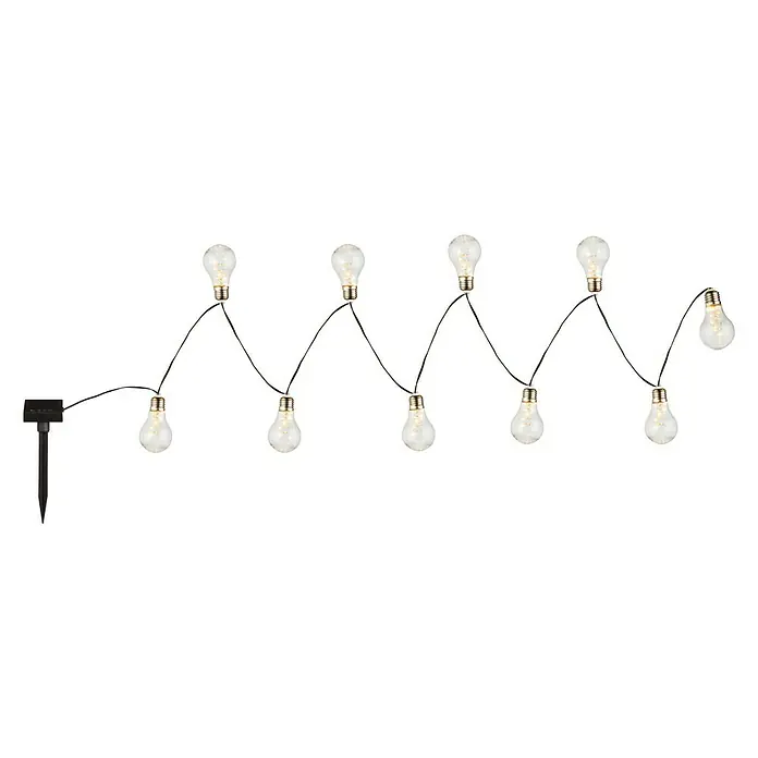 Globo Solar-Lichterkette0,3 W, Klar - Solarbetriebene Lichterkette mit acht Glühbirnen und einem Erdspieß für den Außenbereich.