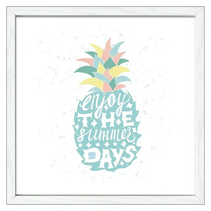 ProArt Bild - Pineapple, B x H: 33 x 33 cm - Gerahmtes Bild mit einem Ananas-Motiv und dem Schriftzug "Enjoy the summer days" in fröhlichen Farben, ideal für sommerliche Dekorationen.