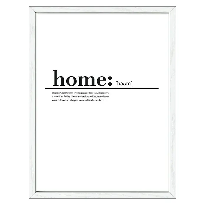 ProArt Bild - Home, B x H: 33 x 43 cm - Gerahmtes Wandbild mit der Definition von "Zuhause". Eine stilvolle Dekoration, die das Gefühl von Geborgenheit und Liebe vermittelt.
