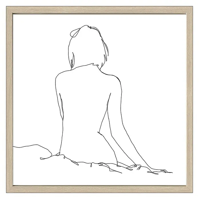 ProArt Bild - Sketch Woman, B x H: 53 x 53 cm - Gerahmtes Kunstdruckbild mit einer minimalistischen Strichzeichnung einer sitzenden Frau von hinten. Die schlichte Ästhetik des Drucks passt gut zu modernen Einrichtungen.