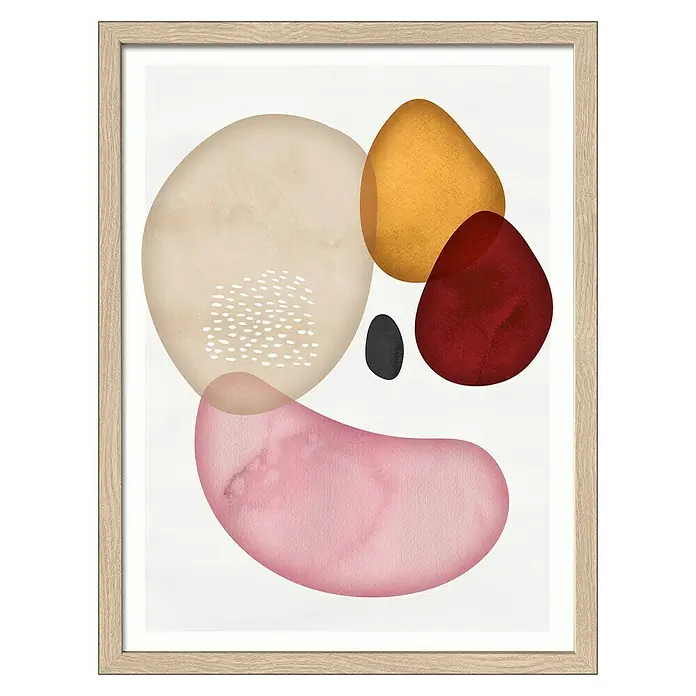 ProArt Bild - Abstract Shapes VIII, B x H: 33 x 43 cm - Ein gerahmtes abstraktes Kunstwerk mit bunten, überlappenden Formen, das eine moderne und künstlerische Note verleiht.