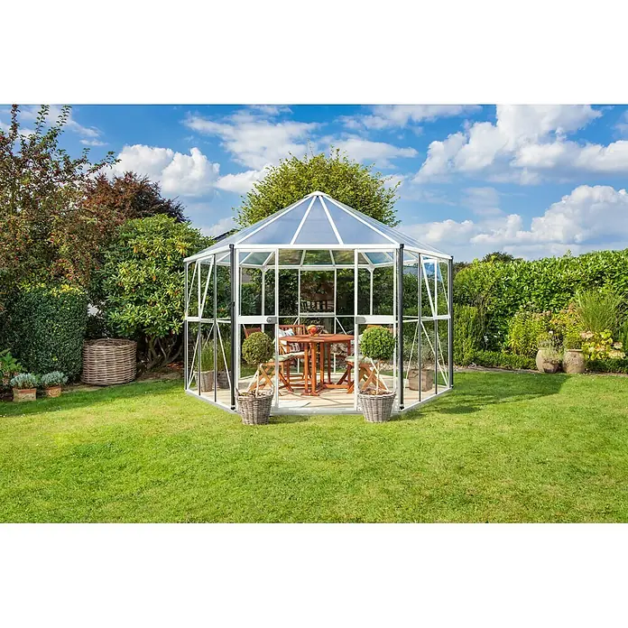 Vitavia Gewächshaus Juno 9000 - Außenmaß inkl. Dachüberstand (B x T): 336 x 383 cm, 3 mm, Weiß - Stimmungsaufnahme