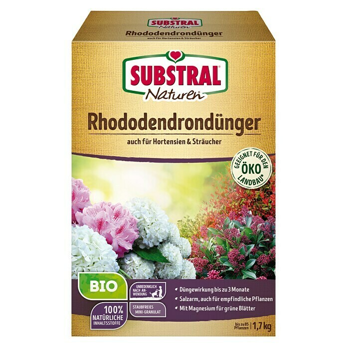 Naturen Bio Rhododendrondünger1,7 kg, Inhalt ausreichend für ca.: 34 Pflanzen Front View