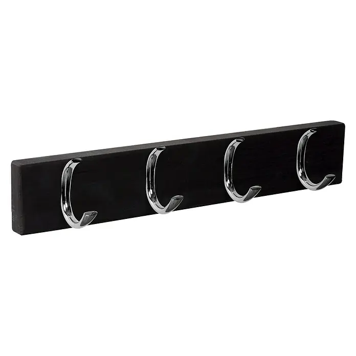 Nesu Garderobenleiste - L x B x H: 40 x 5,6 x 7 cm, Anzahl Haken: 4 Stk., Schwarz, Silber - Elegante Garderobenleiste in Schwarz mit fünf Haken. Praktisch und stilvoll für jeden Eingangsbereich oder Flur.