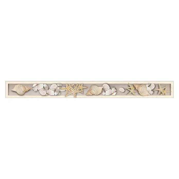 Cenefa para baldosas Caracolas - 60 x 6 cm, Multicolor - Borde decorativo con conchas y estrellas de mar, ideal para baños o habitaciones temáticas náuticas.