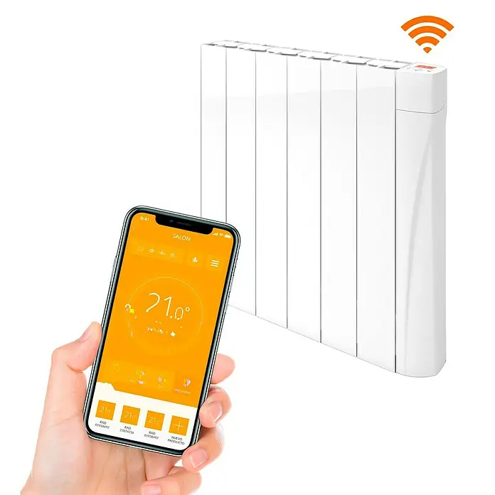 Voltomat HEATING Emisor térmico VOLCW - 750 W, Blanco, 9,8 x 50,5 x 57,5 cm, Cerámico - Radiador inteligente con control WiFi a través de una aplicación de smartphone para un control cómodo de la temperatura en la casa.