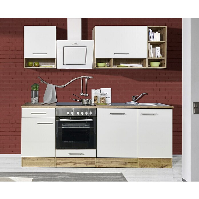 Respekta Singleküche BEKB220EWC (220 cm, Weiß)