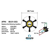 Albin Pump Impeller PN 06-01-003 (Ø x L: 39,7 x 19,2 mm, Wellendurchmesser: 9,5 mm)