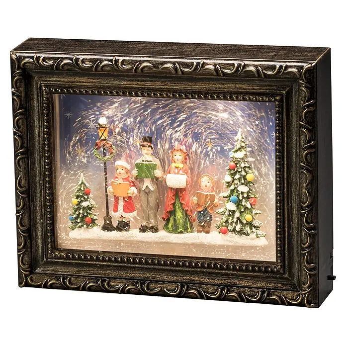 Konstsmide LED-Weihnachtsdekoleuchte Bilderrahmen mit Weihnachtschor - 24,5 x 5,5 x 19,5 cm, Braun, Bunt, Batteriebetrieben, LED - Diagonale Ansicht