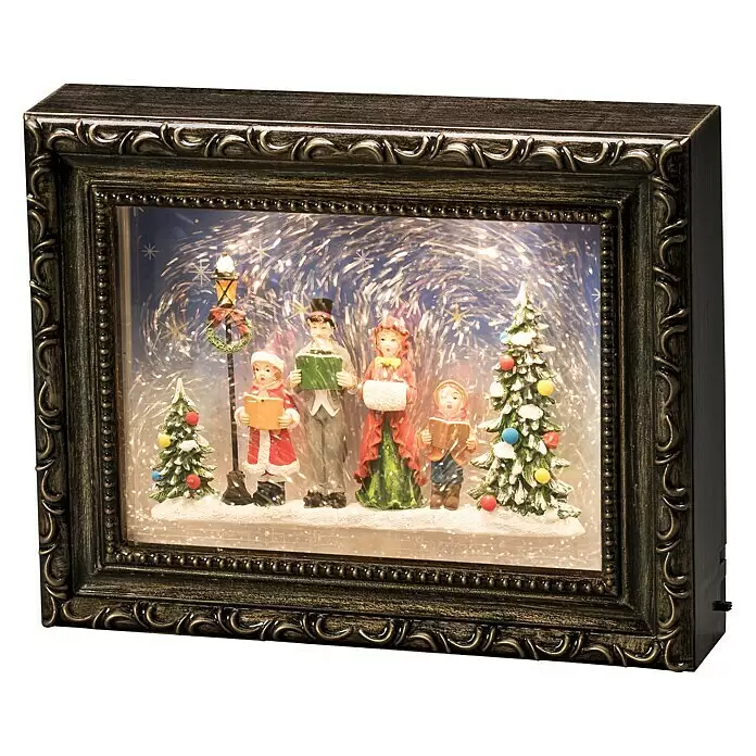 Konstsmide LED-Weihnachtsdekoleuchte Bilderrahmen mit Weihnachtschor - 24,5 x 5,5 x 19,5 cm, Braun, Bunt, Batteriebetrieben, LED
