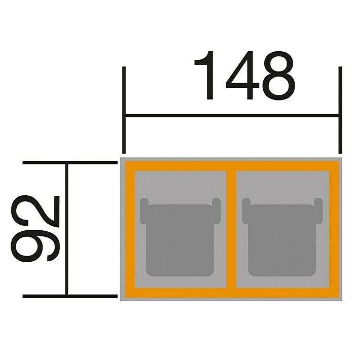 Weka MülltonnenboxAußenbreite inkl. Dachüberstand: 148 cm, Außentiefe inkl. Dachüberstand: 92 cm, Holz, Anthrazit, Geeignet für Anzahl Mülltonnen: 2 Stk. View From Above