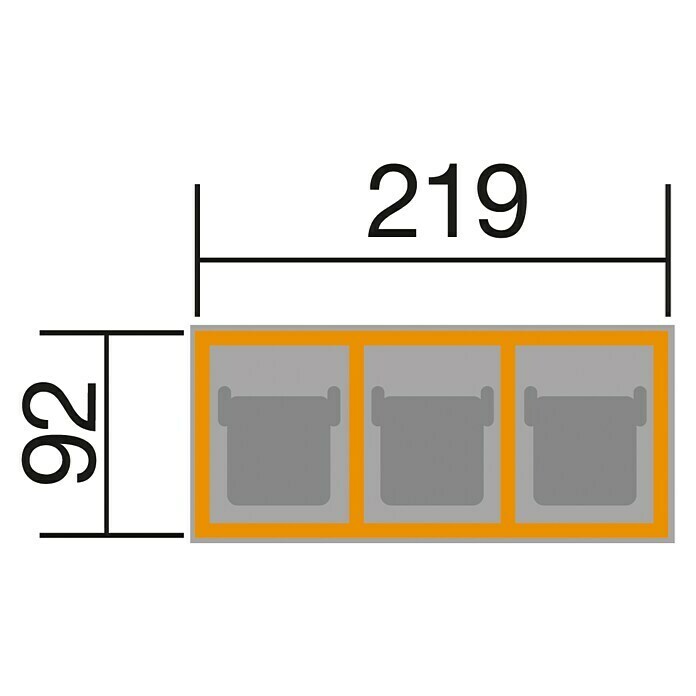 Weka MülltonnenboxAußenbreite inkl. Dachüberstand: 219 cm, Außentiefe inkl. Dachüberstand: 92 cm, Holz, Honigbraun, Geeignet für Anzahl Mülltonnen: 3 Stk. View From Above