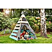 Muddy Buddy Tipi-Zelt (L x B: 135 x 135 cm, Holz, Natur/Warmgrau/Petrolblau)