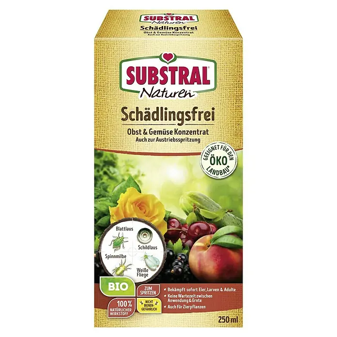 Substral Naturen Schädlingsfrei Obst & Gemüse Konzentrat - 250 ml - Substral Naturen Schädlingsfrei: Ein Konzentrat zur Bekämpfung von Schädlingen auf Obst, Gemüse und Zierpflanzen, geeignet für den Öko-Landbau.