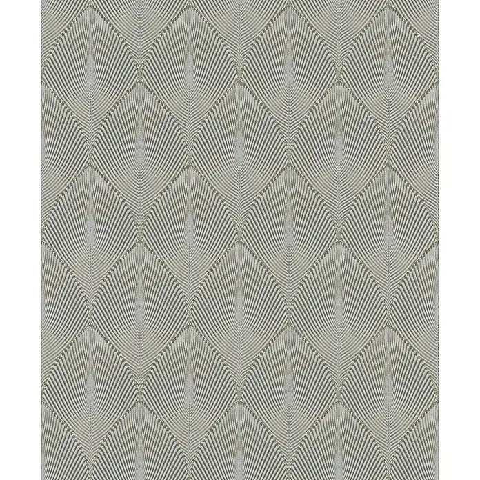 Rasch Yucatán Vliestapete - Grau/Blau, Grafisch, 10,05 x 0,53 m - Elegantes Tapetenmuster mit Federdesign. Die grau-beige Tapete erzeugt eine stilvolle und strukturierte Oberfläche für moderne Innenräume.