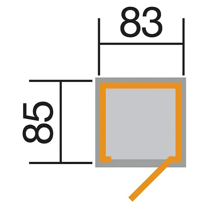 Weka Geräteschrank 361 - Außenmaß inkl. Dachüberstand (B x T): 100 x 105 cm, Holz, Natur, Mit Dachschindeln - Produktbild mit Abmessungen 83x85mm für detaillierte Produktspezifikationen.