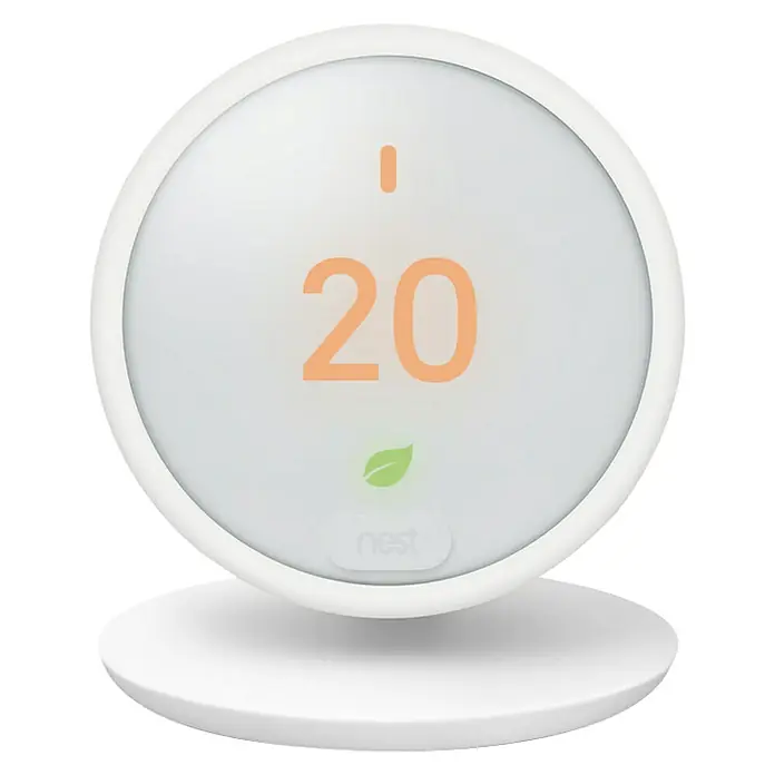 Google Nest Termostato inalámbrico inteligente - A batería, L x An x Al: 81,6 x 81,6 x 94,4 mm - Termostato inteligente Nest con carcasa blanca y pantalla digital.