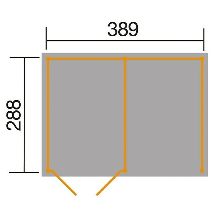 Weka Gerätehaus 607 (B x T: 408 x 318 cm, Wandstärke: 20 mm, Mit Rück- & Seitenwand)