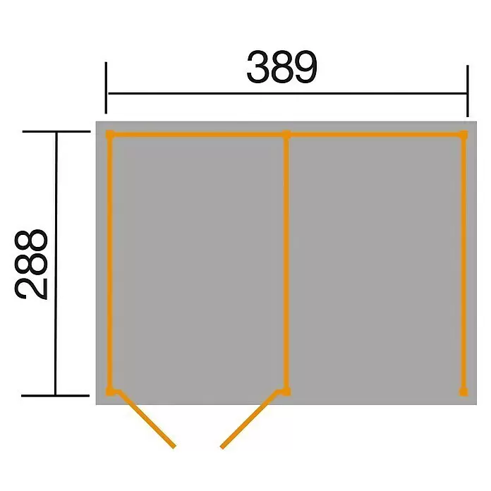 Weka Gerätehaus 607 - Außenbreite inkl. Dachüberstand: 408 cm, Außentiefe inkl. Dachüberstand: 318 cm, Holz, Natur, Mit offenem Anbau, Rück- & Seitenwand