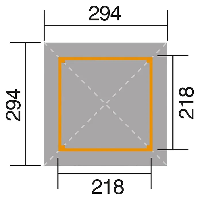 Weka Pavillon Gartenoase 651 - L x B: 294 x 294 cm - Skizze