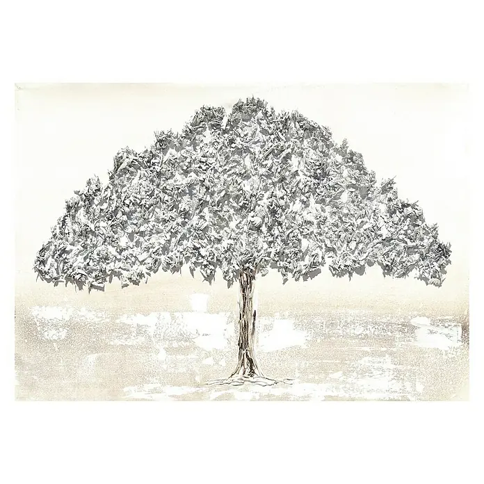 Armario de contadores Árbol virutas - Hojas, 50 x 35 cm, Crema - Arte abstracto de árbol: Arte de pared único con delicados detalles de papel que crean una estética cautivadora y moderna. Perfecto para espacios elegantes.