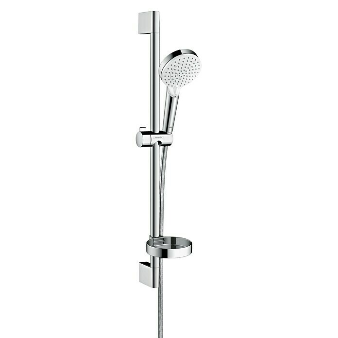 Hansgrohe Crometta Brausegarnitur VarioLochabstand: 62,5 cm, Art Strahl: Rain, IntenseRain, Chrom/Weiß Front View