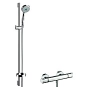 Hansgrohe Brause-Set Croma 100 Multi/Ecostat Comfort (Mit Thermostatarmatur, Lochabstand: 62,5 cm, Anzahl Funktionen: 3, Chrom)