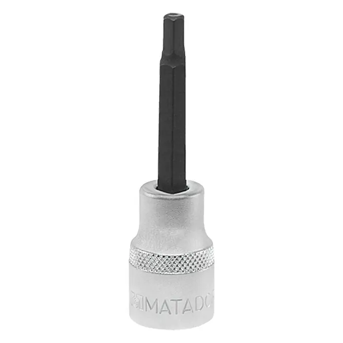 Matador Steckschlüsseleinsatz - Schlüsselweite: 7 mm, Innensechskant, Länge: 100 mm, ½″ - Das Bild zeigt einen Matador Steckschlüsseleinsatz mit Innensechskant, ideal für Schraubarbeiten in Werkstatt und Heimwerkerbereich.