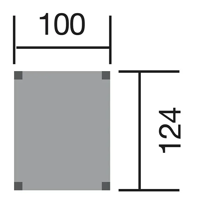 Weka Kinderspielturm Tabaluga - L x B x H: 124 x 100 x 299 cm, Natur - Produktabbildung mit den Maßen 100 x 124. Das Bild zeigt ein graues Quadrat mit den genannten Maßen.