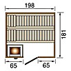 Weka Massivholzsauna 530 GT Gr.2 OS (Mit 7,5 kW Ofen mit externer Steuerung, Außenmaß: 181 x 198 x 203,5 cm)