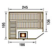 Weka Massivholzsauna 528 GT Gr.2 OS (Mit 7,5 kW Ofen mit externer Steuerung, Außenmaß: 195 x 245 x 199 cm)