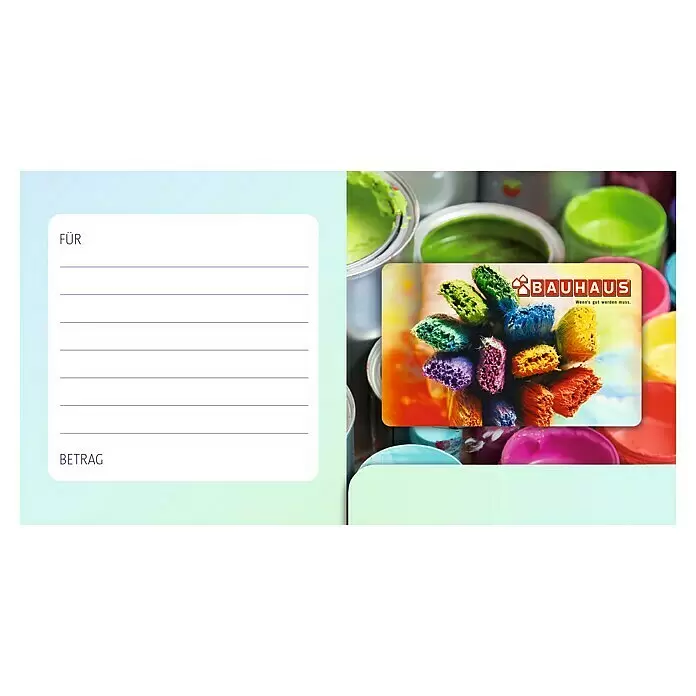 Gutscheinkarte - Per Postversand, Individueller Betrag, Bunte Pinsel