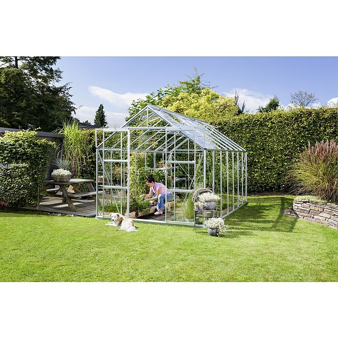 Vitavia Gewächshaus Uranus 11500 (4,45 x 2,57 x 2,46 m, Farbe: Aluminium, Einscheibensicherheitsglas (ESG), 3 mm)