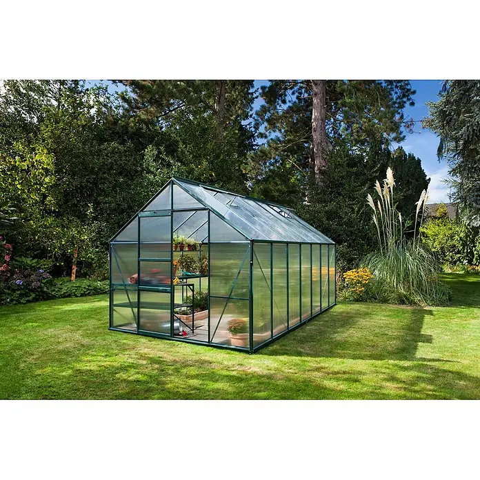 Vitavia Gewächshaus Merkur 11500 - Außenmaß inkl. Dachüberstand (B x T): 257 x 445 cm, 4 mm, Smaragd - Stimmungsaufnahme