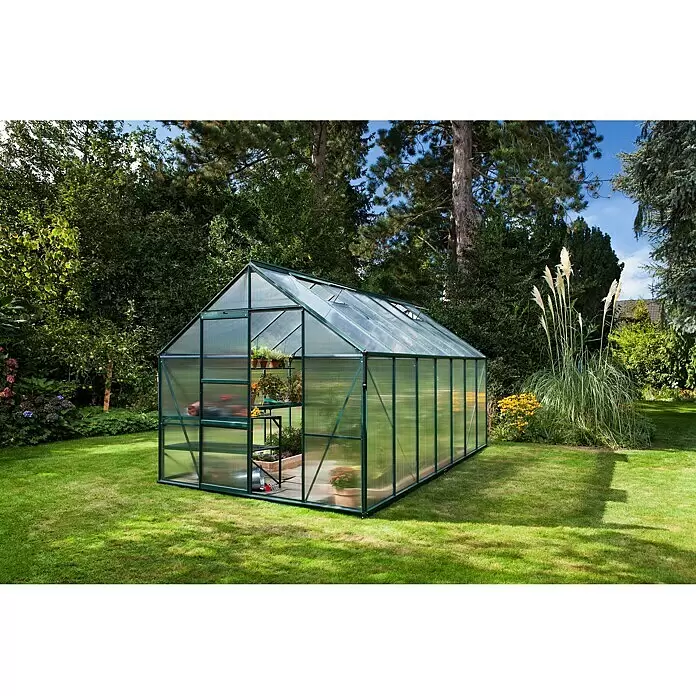 Vitavia Gewächshaus Merkur 11500 - Außenmaß inkl. Dachüberstand (B x T): 257 x 445 cm, 6 mm, Smaragd