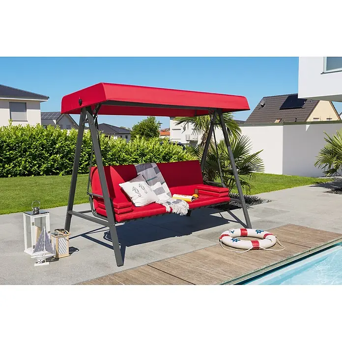Sunfun Maja Hollywoodschaukel - 230 x 135 x 188 cm, Rot - Stimmungsaufnahme