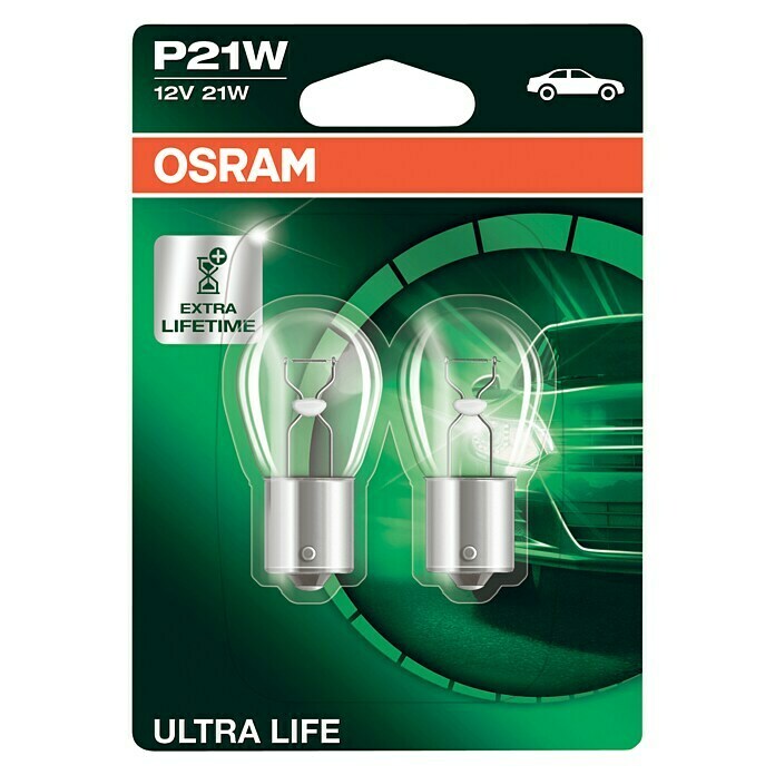 Osram Brems- & Schlusslichtleuchte Ultra LifeP21W, 2 Stk. Front View