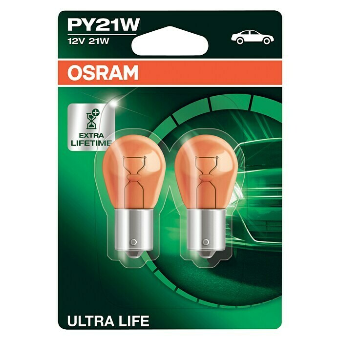 Osram Blinklicht-Lampen Ultra LifePY21W, 2 Stk. Front View