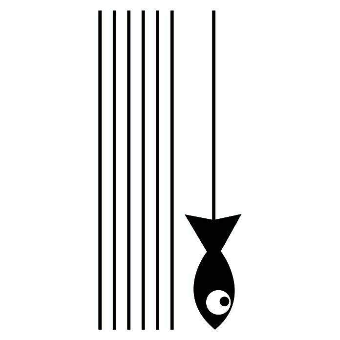 Adhesivos decorativos Gato y pez (Negro/blanco, 1 mm x 83 cm)