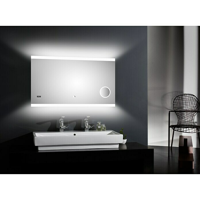 LED-Lichtspiegel Silver Shine 2.0 (120 x 70 cm, Touchsensor)