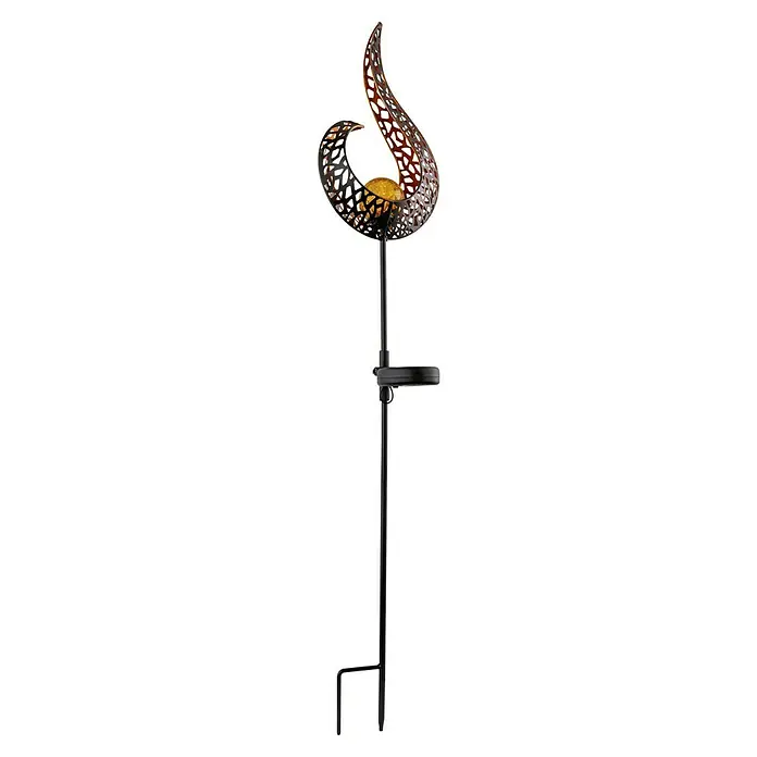 Globo Solar-Dekoleuchte - L x B x H: 16,5 x 6,5 x 90 cm, Schwarz, IP44 - Solarleuchte mit filigranem Design in Flammenform für den Garten. Der warm leuchtende Ball sorgt für eine stimmungsvolle Atmosphäre im Außenbereich.