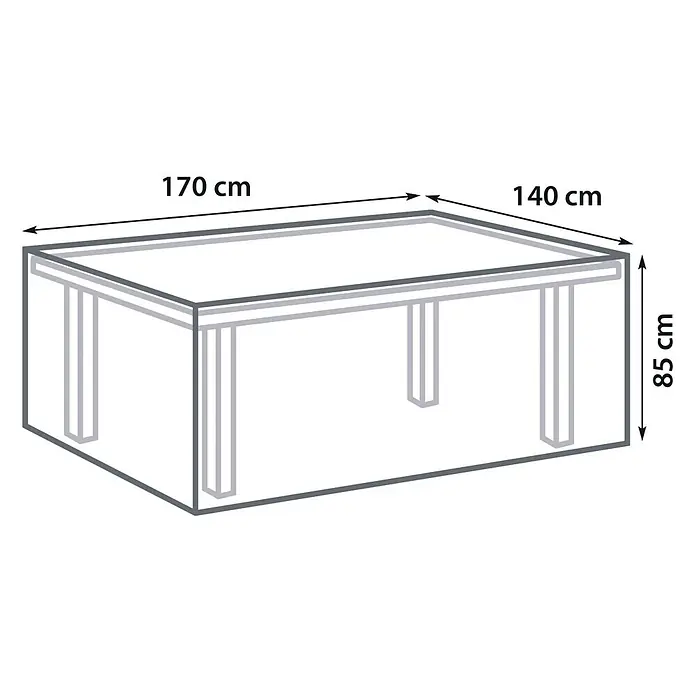 Sunfun Sitzgruppen-Schutzhülle S - L x B x H: 170 x 140 x 85 cm, Polyester, 160 g/m², Schwarz/Anthrazit - Skizze
