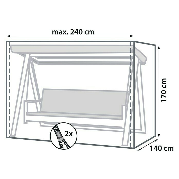Sunfun Hollywoodschaukel-SchutzhüllePolyester, L x B x H: 240 x 140 x 170 cm Unknown