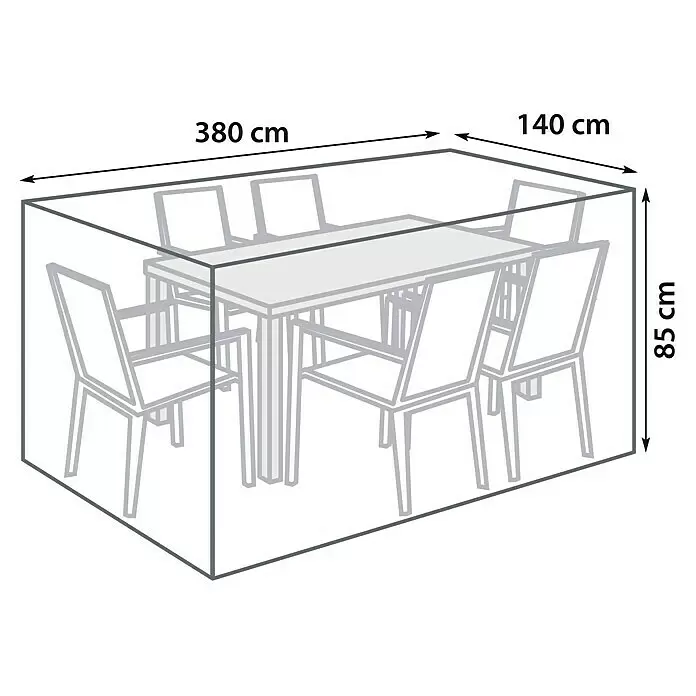 Sunfun Sitzgruppen-Schutzhülle XL - L x B x H: 380 x 140 x 85 cm, Polyester, 160 g/m², Schwarz/Anthrazit