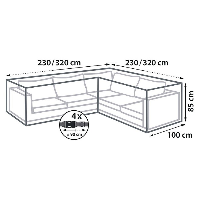 Sunfun Funda protectora para conjunto de jardín (320 x 100 x 85 cm)