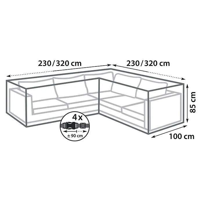 Sunfun Lounge-Set Schutzhülle - L x B x H: 320 x 100 x 85 cm, Kunststoff - Skizze